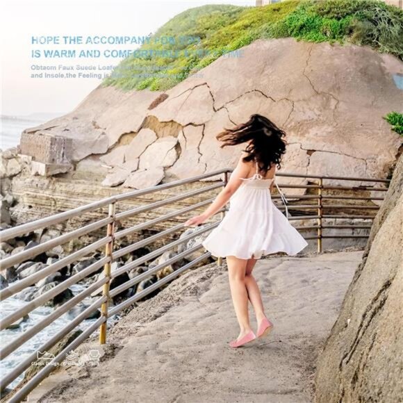 Women's Pointy Toe Loafer Flat Comfortable Pink Faux Suede - Picture 2 of 7